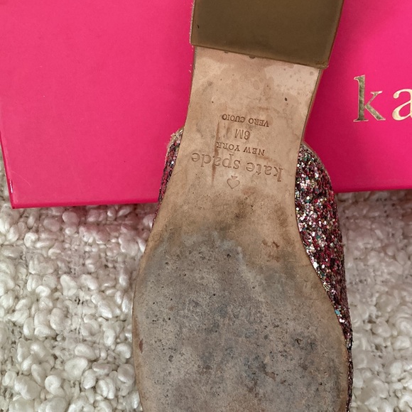 Kate Spade Rose gold glitter slides - Picture 3 of 5